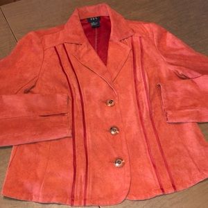 Orange Faux Suede RQT Button Jacket Blazer Size M